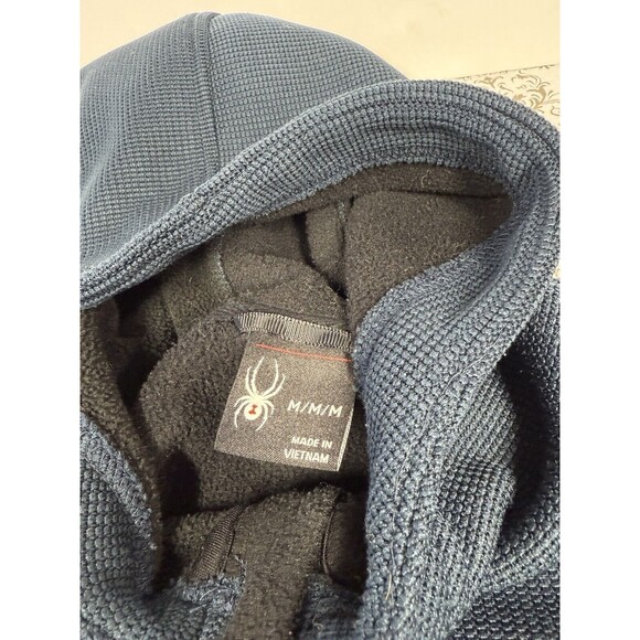 Spyder Blue/Black Quarter Zip Pullover Waffle Knit Sweater Men's Size M - Picture 3 of 6